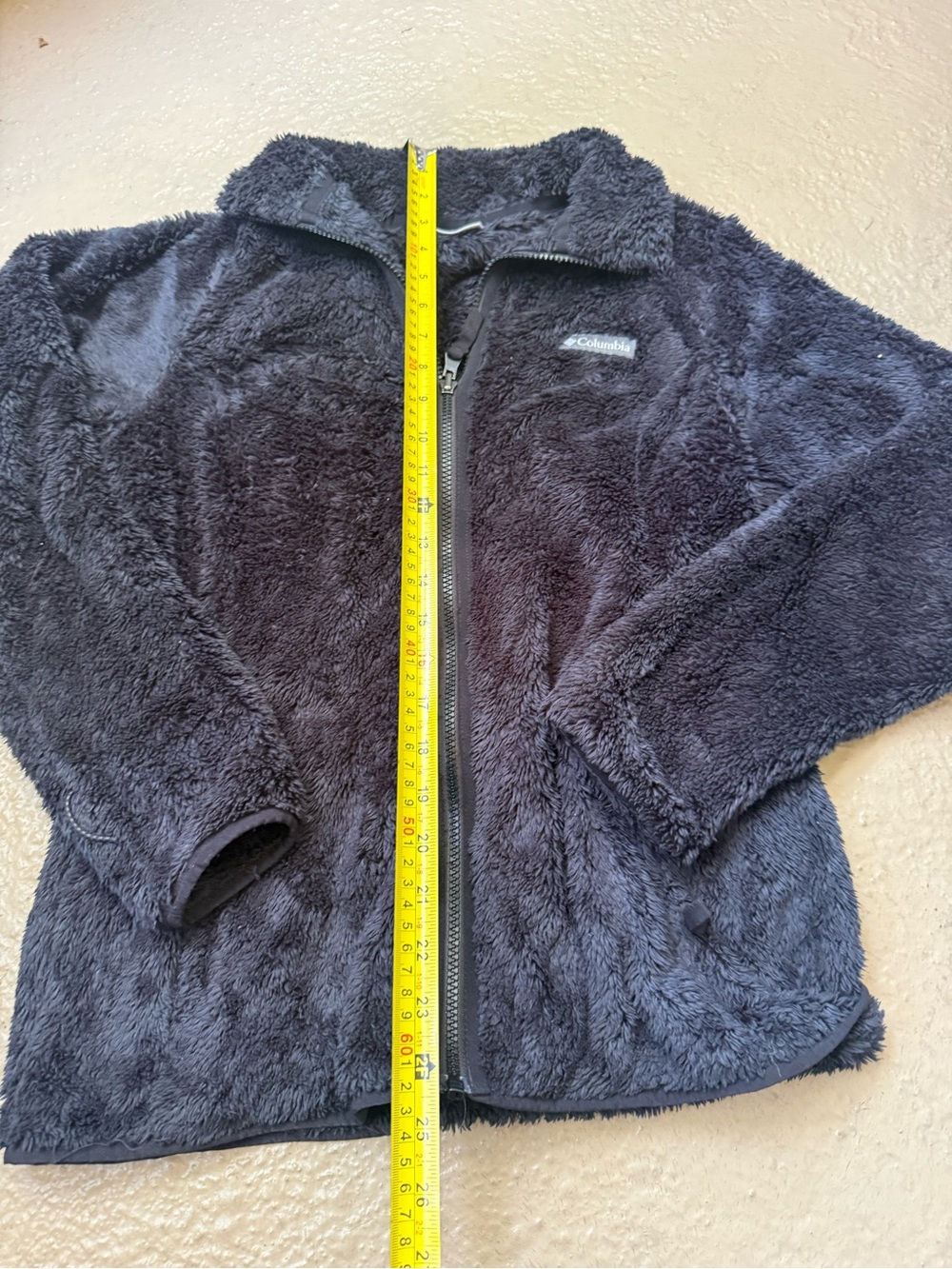 Columbia Black Plush Fleece Full-Zip Jacket size small